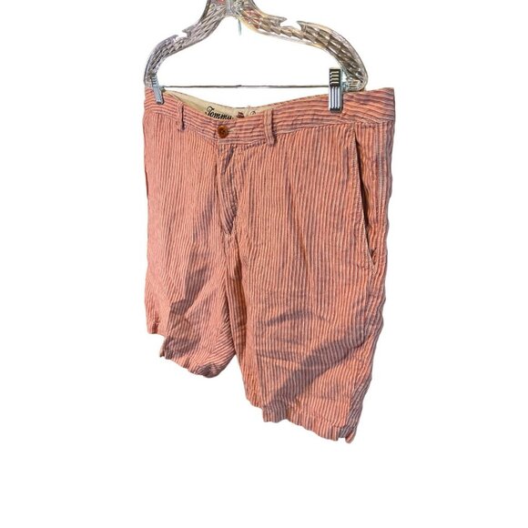 Tommy Bahama Red White Vertical Striped Mens Linen Shorts Sz 40 - Picture 3 of 10